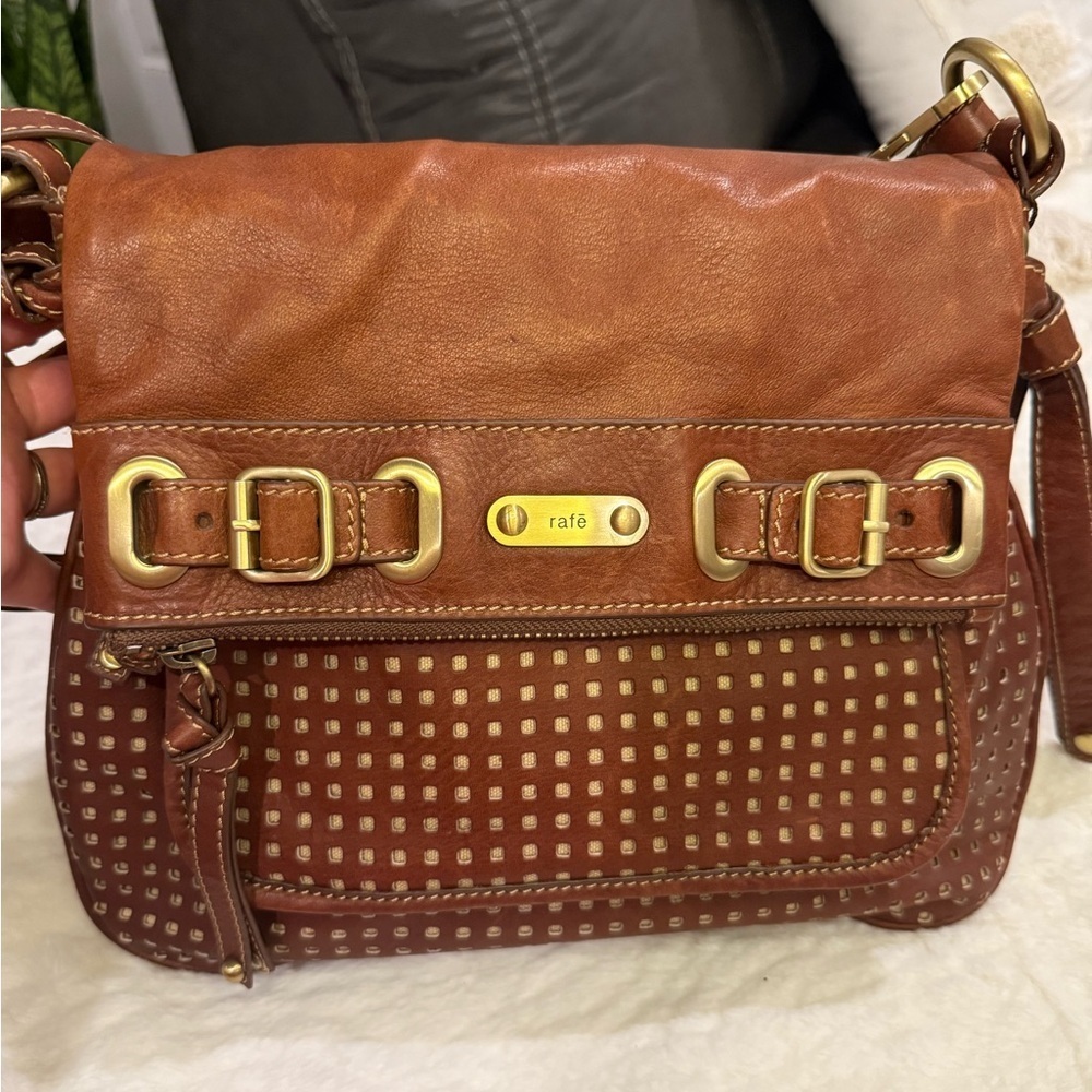 NWT Vintage Rafe Tan Crossbody Bag with Leather Material and Adjustable Strap - Picture 7 of 9